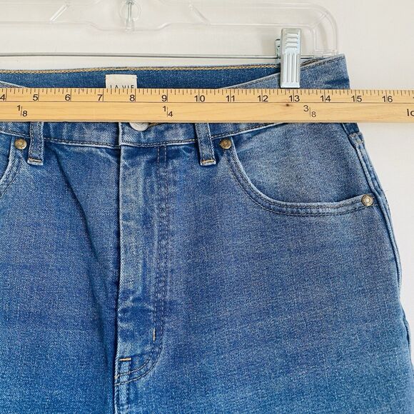 La Vie Rebecca Taylor Flare Jeans 29 Tall Blue Distressed Ultra High Rise Retro - Picture 4 of 12